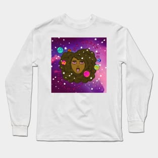 My Orbit is too high black girl fro with planets orbiting Long Sleeve T-Shirt